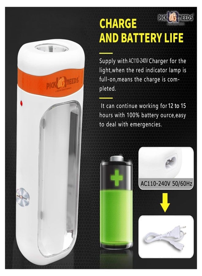 Pick Ur Needs Rechargeable Home Emergency Flash Light 2 Modes LED Floor Lantern Lamp Camping Light (Orange) - Image 4